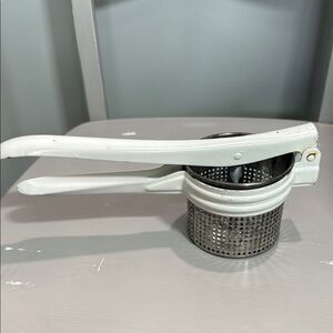 1950s White and Silver Potato Masher